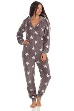 Toller Damen Schlafanzug Einteiler Jumpsuit Overall - Sterneoptik - 291 267 97 961, Farbe:grau, Größe2:36/38 von NORMANN-Wäschefabrik