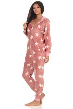 Toller Damen Schlafanzug Einteiler Jumpsuit Overall - Sterneoptik - 291 267 97 961, Farbe:rosa, Größe2:36/38 von NORMANN-Wäschefabrik