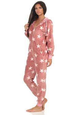 Toller Damen Schlafanzug Einteiler Jumpsuit Overall - Sterneoptik - 291 267 97 961, Farbe:rosa, Größe2:40/42 von NORMANN-Wäschefabrik