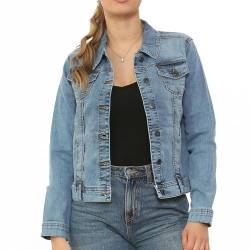 NOROZE Damen Basisch Denim Bauchfreies Jacke Strecken Jahrgang Wäsche Oberteil (44, Jahrgang Wäsche Hellblau) von NOROZE