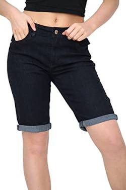 NOROZE Damen Denim Shorts Blaum Capri Jeans Kurze Hose (Schwarz E427, 36) von NOROZE