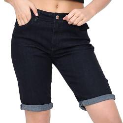 NOROZE Damen Denim Shorts Blaum Capri Jeans Kurze Hose (Schwarz E427, 48) von NOROZE