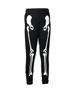 NOROZE Damen Halloween Leggings Sexy Kostüm Frauen Skelett Hände Beine Gedruckt Gamaschenhosen Hosen (44-46, Skelett Beine) von NOROZE