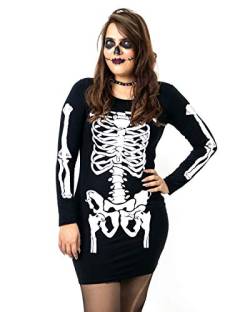 NOROZE Damen Halloween Skelettkleid Körper Con Blut Schädel Knochen Neuheit Kostüm Party Mutter Tochter Tunika-Oberteil (44/46, Skelett) von NOROZE