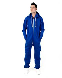 NOROZE Damen Herren Unisex Einfache Jumpsuit Overall Kapuze Pyjamas Onesie Combinaison (Herren M = Damen 40, Königsblau) von NOROZE