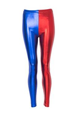 NOROZE Damen Kontrastfarbige Leggings Kostüm Hose (Rot Blau, 40) von NOROZE