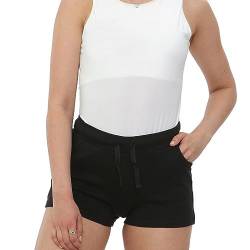 NOROZE Damen lässig Sommer Urlaub Baumwolle Shorts Kurze Hose (Schwarz, 36) von NOROZE