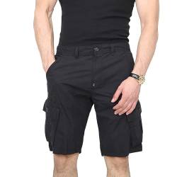 NOROZE Schlichte Cargo-Shorts, knielang, seitliche Rückseite, mehrere Taschen, für den Sommer, legere Baumwolle, Chino-Shorts, Schwarz , 42 von NOROZE