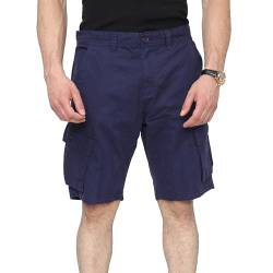 NOROZE Herren-Chino-Shorts, einfarbig, knielang, seitliche Rückseite, mehrere Taschen, Combat Sommer, lässige Baumwolle Gr. 34W Regulär, navy von NOROZE