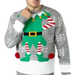 NOROZE Herren Damen Unisex Prämie Novum Gestrickt Weihnachten Jumper Elf Pullover (Grau, X-Large) von NOROZE