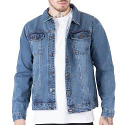 NOROZE Herren Jeansjacke Trucker Jacke Klassisch Gewaschener Vintage-Stil Jeans Mantel für Männer (L, Blau) von NOROZE