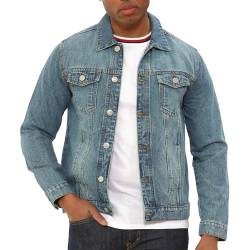 NOROZE Herren Jeansjacke Trucker Jacke Klassisch Gewaschener Vintage-Stil Jeans Mantel für Männer (L, Hellblau) von NOROZE