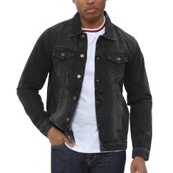 NOROZE Herren Jeansjacke Trucker Jacke Klassisch Gewaschener Vintage-Stil Jeans Mantel für Männer (S, Schwarz) von NOROZE