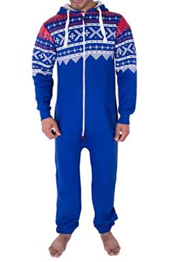 NOROZE Herren Onesie Mode Stilvoll Alle in Einem Overall Strampelanzug EIN Stück Pyjamas Jumpsuit Combinaison (L, Königsblau) von NOROZE