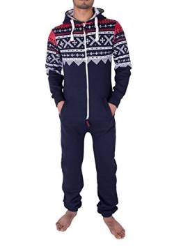 NOROZE Herren Onesie Mode Stilvoll Alle in Einem Overall Strampelanzug EIN Stück Pyjamas Jumpsuit Combinaison (L, Marine) von NOROZE