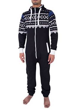 NOROZE Herren Onesie Mode Stilvoll Alle in Einem Overall Strampelanzug EIN Stück Pyjamas Jumpsuit Combinaison (L, Schwarz) von NOROZE