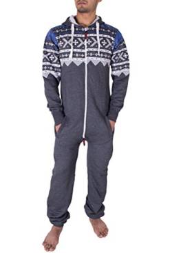 NOROZE Herren Onesie Mode Stilvoll Alle in Einem Overall Strampelanzug EIN Stück Pyjamas Jumpsuit Combinaison (XL, Holzkohle) von NOROZE