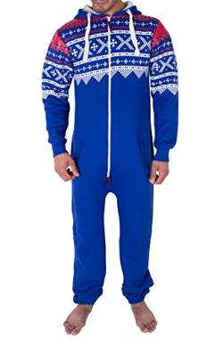 NOROZE Herren Onesie Mode Stilvoll Alle in Einem Overall Strampelanzug EIN Stück Pyjamas Jumpsuit Combinaison (XL, Königsblau) von NOROZE