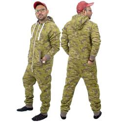 NOROZE Herren Tarnung Onesie Mode Stilvoll Alle in Einem Overall Strampelanzug EIN Stück Pyjamas Jumpsuit Combinaison (L, Tarnung Khaki) von NOROZE