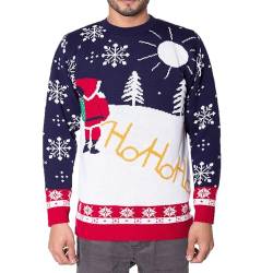 NOROZE Herren Unisex Retro Hässlich Frech Gestrickt Weihnachten Pullover Strickpullover Top L Ho Ho Santa- Sahne von NOROZE