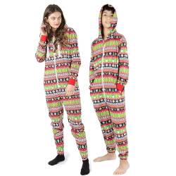 NOROZE Herren Weihnachten Onesie Anzug Trainingsanzug Familie Abstimmung Schlafanzüge Urlaub Schlafanzug Geschenke für Männer Frauen Jungen Mädchen Jumpsuit Overall (XL, Papa Lebkuchen Rot) von NOROZE