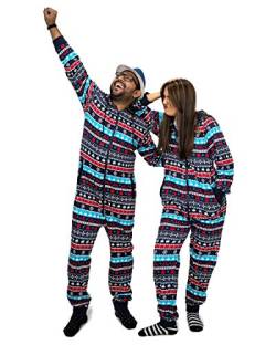 NOROZE Herren Weihnachten Onesie Anzug Trainingsanzug Familie Abstimmung Schlafanzüge Urlaub Schlafanzug Geschenke für Männer Frauen Jungen Mädchen Jumpsuit Overall (XL, Papa Marine) von NOROZE