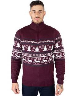 NOROZE Herren Weihnachten Pullover Neuheit Faire Insel Jumper Grobstrick Pulli für Frauen Unisex (L, Burgund) von NOROZE