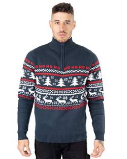 NOROZE Herren Weihnachten Pullover Neuheit Faire Insel Jumper Grobstrick Pulli für Frauen Unisex (L, Marine) von NOROZE