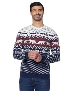 NOROZE Herren Weihnachtspullover Unisex Lustig Neuheit Faire Insel Weihnachtsmann Party Frech Hässlich Xmas Gestrick Damen Jumper Pulli (XL, Polar Marine/Grau) von NOROZE