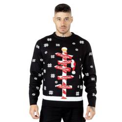 NOROZE Herren Weihnachtspullover Weihnachten Pullover Xmas Weihnachtsmann Santa Zum Pub Rentier Neuheit Unisex Strickpullover Jumper Oberteil (M, to The Pub Umfrage Schwarz) von NOROZE