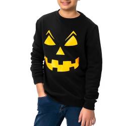 NOROZE Jungen Bedruckte Sweatshirt Jungs Kinder Süßes oder Saures Halloween Kürbis Katzen Schädel Fleece Komisch Unisex Kostümoberteile (7-8 Jahre, Kürbis Schwarz) von NOROZE