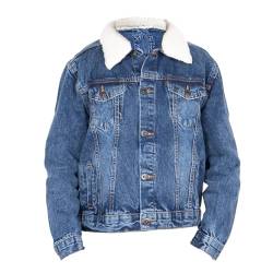 NOROZE Jungen Denimjacke mit abnehmbarem Sherpa-Kragen Klassisch Jean Trucker Jeansjacke Jeans-Mantel (5-6 Jahre, Denim Blau) von NOROZE