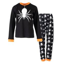 NOROZE Jungen Pyjama Schlafanzug Halloween Kostüme für Kinder Unisex Schlafanzüge Lounge Verschleiß Kürbis Spinne Oberteil Hosen 2 Stücke Anzug Pyjama Eingestellt (11-12 Jahre, Spinne Schwarz) von NOROZE