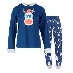 NOROZE Jungen Pyjama Schlafanzug Halloween Kostüme für Kinder Unisex Schlafanzüge Lounge Verschleiß Kürbis Spinne Oberteil Hosen 2 Stücke Anzug Pyjama Eingestellt (9-10 Jahre, Glasses Rudolph Navy) von NOROZE