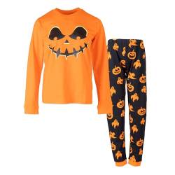 NOROZE Jungen Pyjama Schlafanzug Halloween Kostüme für Kinder Unisex Schlafanzüge Lounge Verschleiß Kürbis Spinne Oberteil Hosen 2 Stücke Anzug Pyjama Eingestellt (9-10 Jahre, Kürbis Orange) von NOROZE