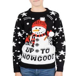 NOROZE Kinder Weihnachten Pullover Jungen Mädchen Retro Elf Schneemann Weihnachtsmann Faire Insel Rentier Neuheit Pull Kinder- Geschenke Xmas Strickpullover (3-4 Years, Schwarz) von NOROZE