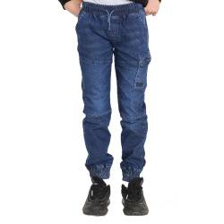 NOROZE Lässige Retro-Denimhose Tapered Leg Design Dehnbare Jeans-Jogger-Sweatpant-Stil Hose mit elastischem Kordelzugbund für Jungen Mädchen Kinder (D-Blau, 9-10 Jahre) von NOROZE