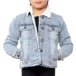 NOROZE Mädchen Sherpa gefütterte Jeansjacke Kinder Jeans-Mantel Trucker Denimjacke (11-12 Jahre, Hellblau) von NOROZE