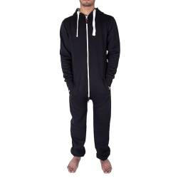 NOROZE Schlichtes Onesie Mode Stilvoll Alle in Einem Overall Strampelanzug EIN Stück Pyjamas Jumpsuit Combinaison Für Herren Männer (L, Einfache Schwarz) von NOROZE