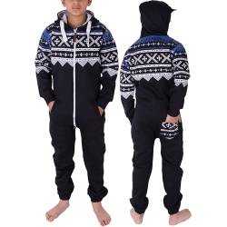 NOROZE Unisex Kinder Mädchen Jungen Aztekenmuster Onesie Kapuze Kombination, Schwarz, 9-10 Jahre von NOROZE