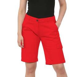 Noroze Damen Baumwolle Combat Cargo Chino Shorts, rot, 36 von NOROZE