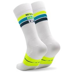 NORTEI Fahrradsocken, Lange Radsocken, MTB, Triathlon, Laufen, Atmungsfähig, Gepolstert, Sportsocken für Radfahren für Herren und Frauen (DE/NL/SE/PL, Alphanumerisch, L, XL, Regular, Regular, Weiß) von NORTEI