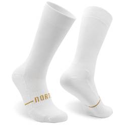 NORTEI Fahrradsocken, Lange Radsocken, MTB, Triathlon, Laufen, Atmungsfähig, Gepolstert, Sportsocken für Radfahren für Herren und Frauen (DE/NL/SE/PL, Alphanumerisch, L, XL, Regular, Regular, Weiß) von NORTEI