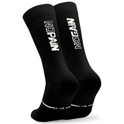 NORTEI Fahrradsocken, Lange Radsocken, MTB, Triathlon, Laufen, Atmungsfähig, Gepolstert, Sportsocken für Radfahren für Herren und Frauen (S, M, Schwarz) von NORTEI