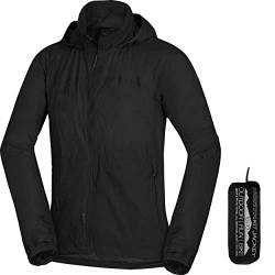 NORTHFINDER Ultraleichte Regenjacke Herren Wasserdicht Atmungsaktiv | Fahrrad Regenjacke Herren Laufjacke Ultraleicht | Windjacke Regenjacke Zusammenfaltbar | Packable Rain Jacket Black M von NORTHFINDER