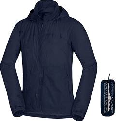 NORTHFINDER Ultraleichte Regenjacke Herren Wasserdicht Atmungsaktiv | Fahrrad Regenjacke Herren Laufjacke Ultraleicht | Windjacke Regenjacke Zusammenfaltbar | Packable Rain Jacket Darkblue 2XL von NORTHFINDER