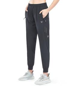 NORTHYARD Jogginghose Damen Leichte Schnelltrocknend Trainingshose Stretch Fitness Sporthose Lang Wasserdicht Wanderhose mit Reißverschlusstaschen Dunkelgrau L von NORTHYARD