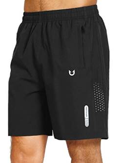 NORTHYARD Shorts Herren Sporthose Herren Kurz Leicht Sport Shorts Schnelltrockende Kurze Hosen Badehose Laufhose Trainingshose Kurz mit Reißverschlusstasche, Schwarz L von NORTHYARD