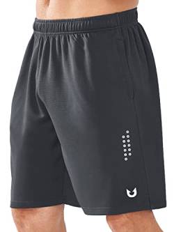 NORTHYARD Sport Shorts Herren Leichte Mesh Sporthose Kurz Schnelltrockende Kurze Hosen Laufhose mit Reißverschlusstasche für Basketball Training Fitness, Dunkelgrau, L von NORTHYARD