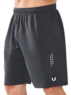 NORTHYARD Sport Shorts Herren Leichte Mesh Sporthose Kurz Schnelltrockende Kurze Hosen Laufhose mit Reißverschlusstasche für Basketball Training Fitness, Dunkelgrau, M von NORTHYARD